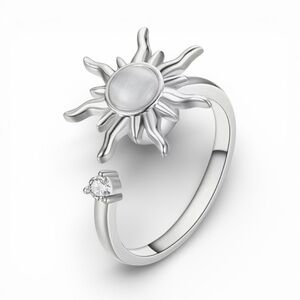 Silver Spinning Sunburst Adjustable Fidget Ring NWT